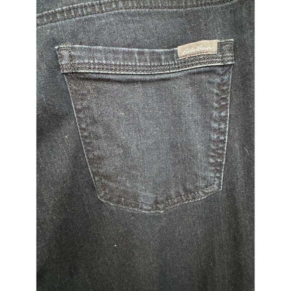 Eddie Bauer Jeans Stretch Curvy Fit Trouser Leg 5 Pocket Dark Blue Size 10 EUC - Picture 5 of 11